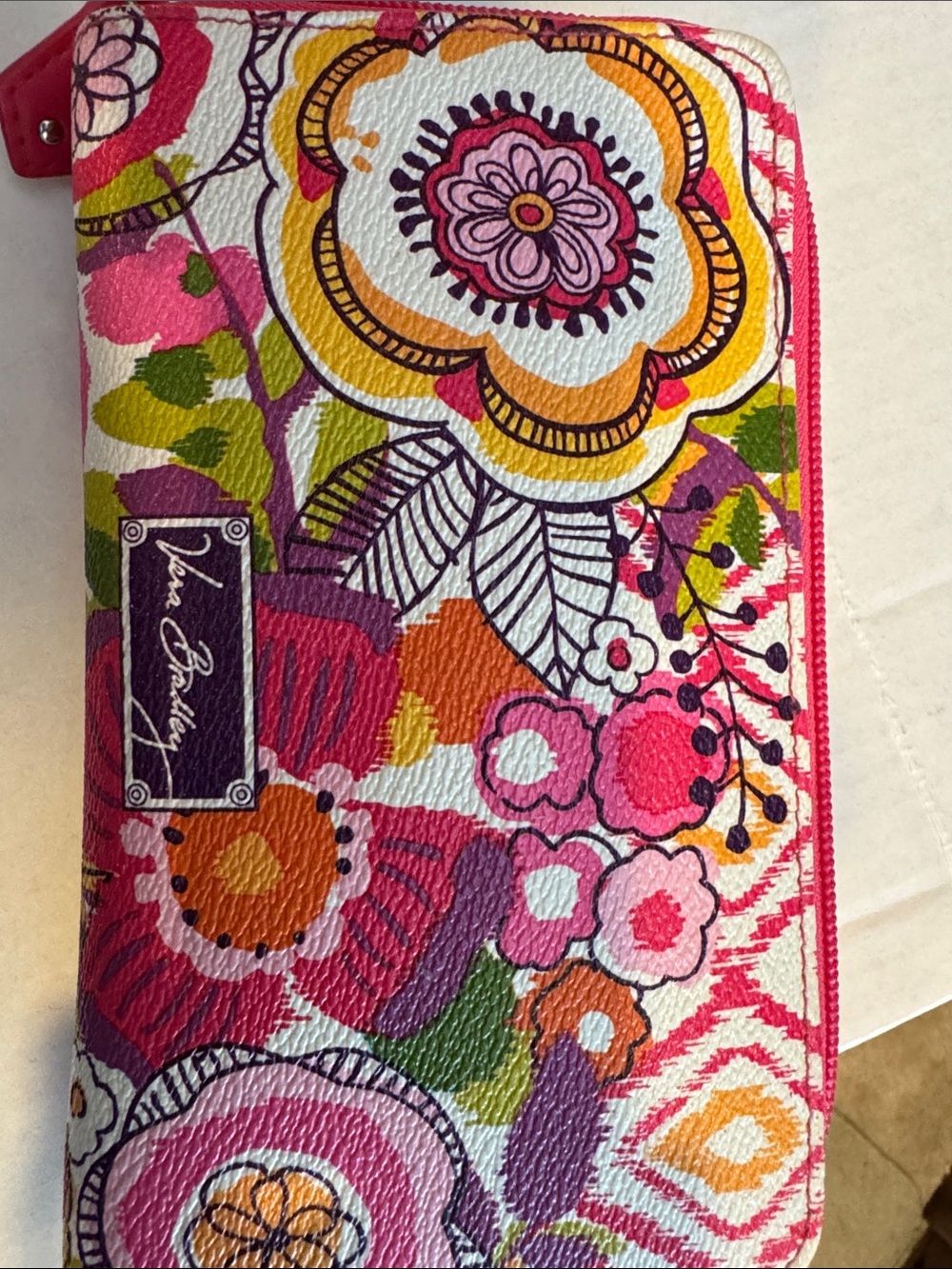 Vera Bradley Floral Zip Wallet in Pink, Yellow, Orange & Green